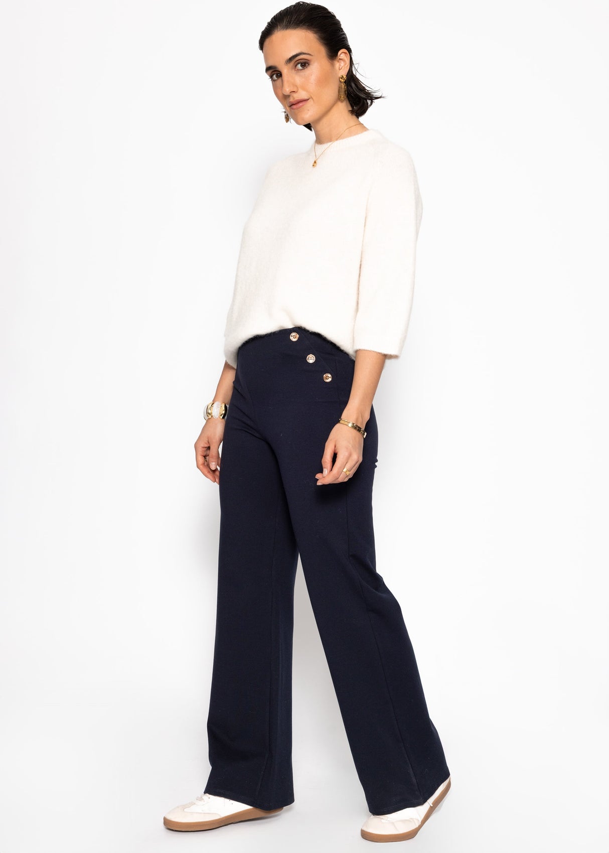 Hose mit Zierknöpfen - dunkelblau