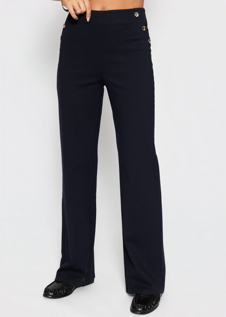 Trousers with decorative buttons - dark blue by SASSYCLASSY