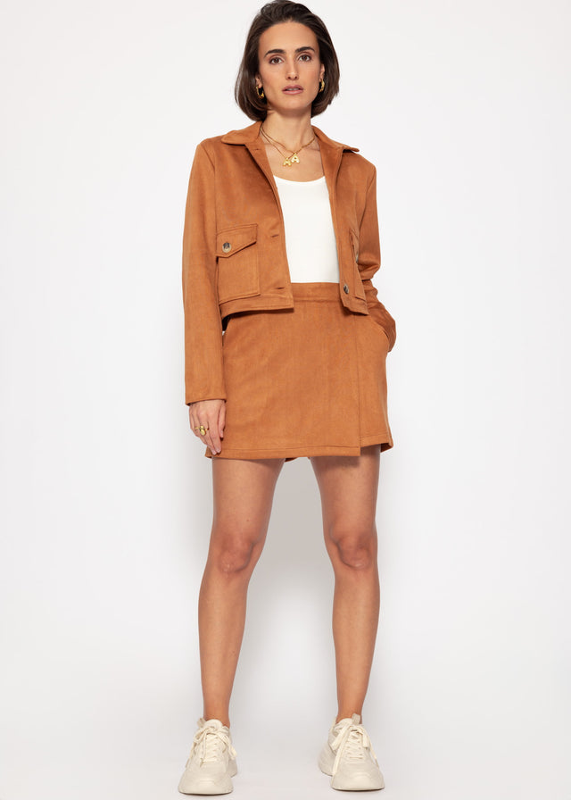 Hosenrock in Wildleder-Optik - cognac