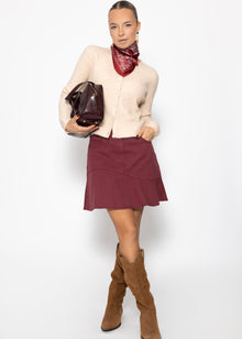 Jeans Rock with Volant - Burgundy