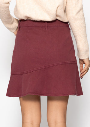 Jeans Rock with Volant - Burgundy