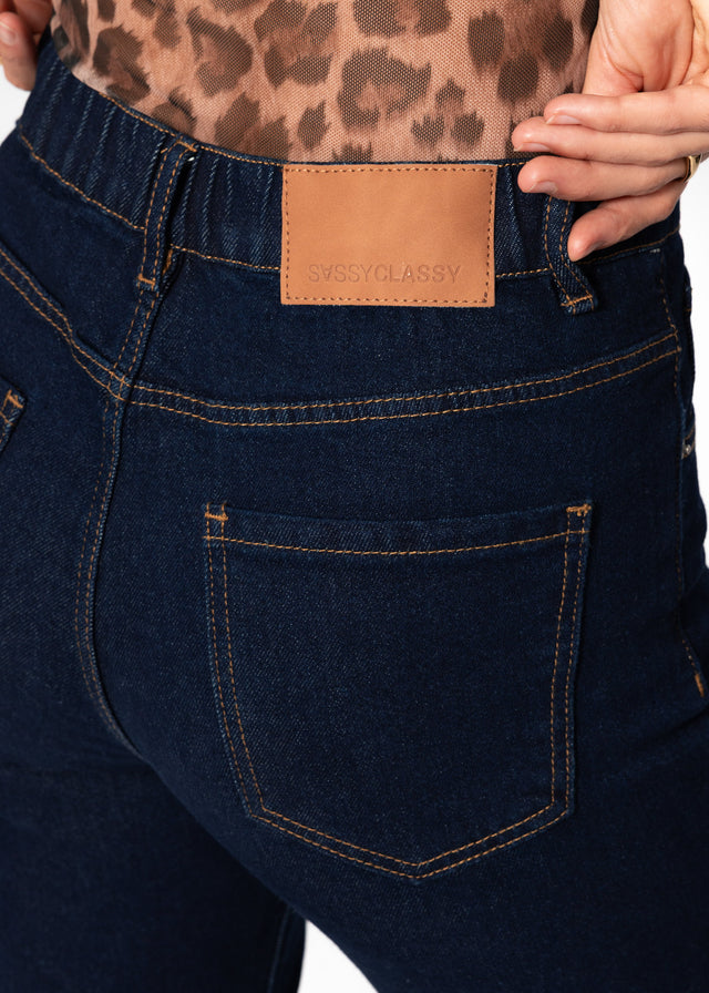 Jeans mit Elastikbund - dunkelblau