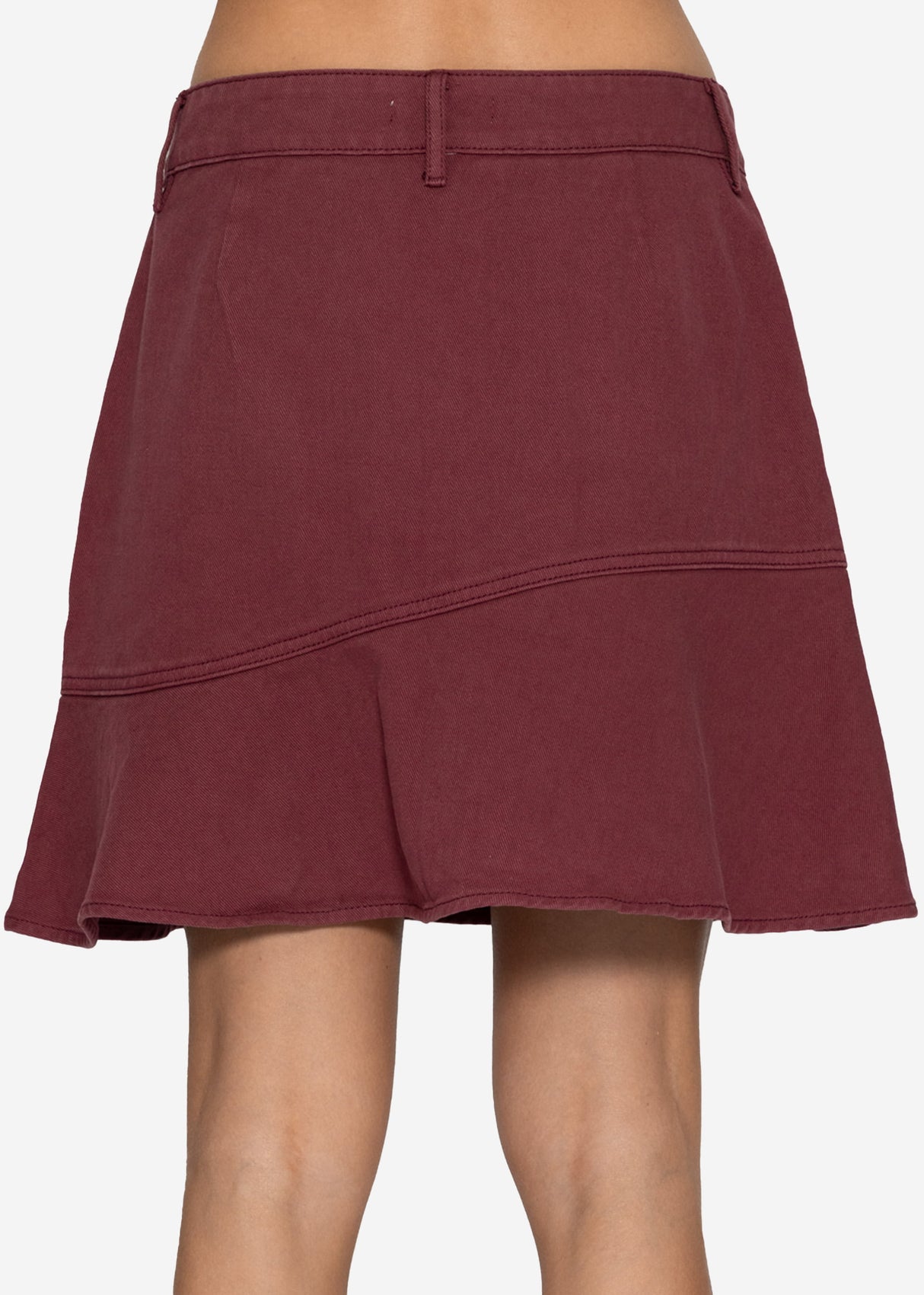 Jeans Rock mit Volant - burgundy