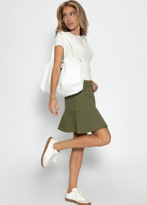 Jeans Rock mit Volant - khaki