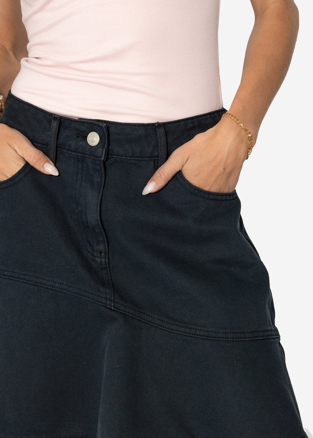 Jeans Rock mit Volant - schwarz