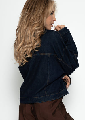 Jeans Jacke mit aufgesetzten Taschen - dunkelblau