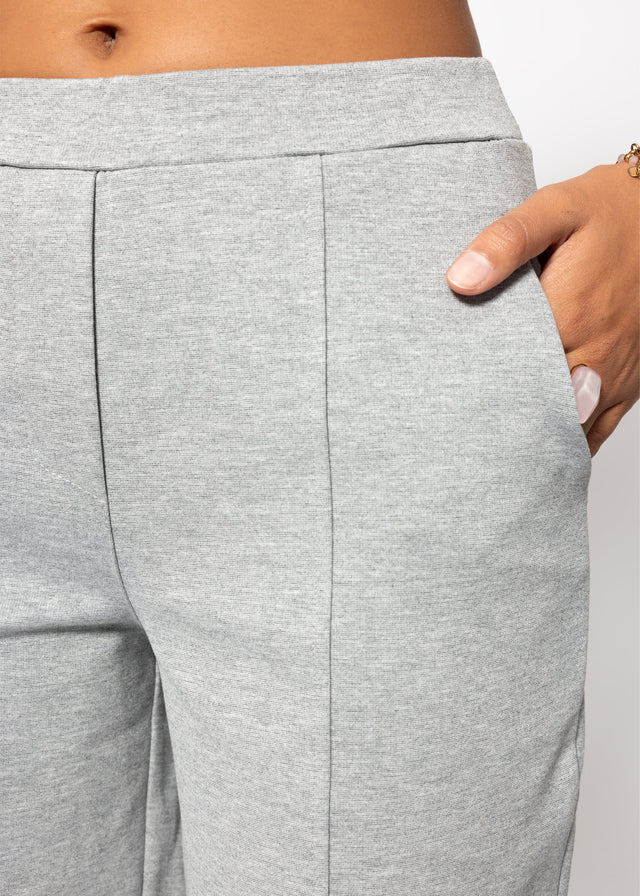 Jersey Chinos mit Ziernaht - hellgrau