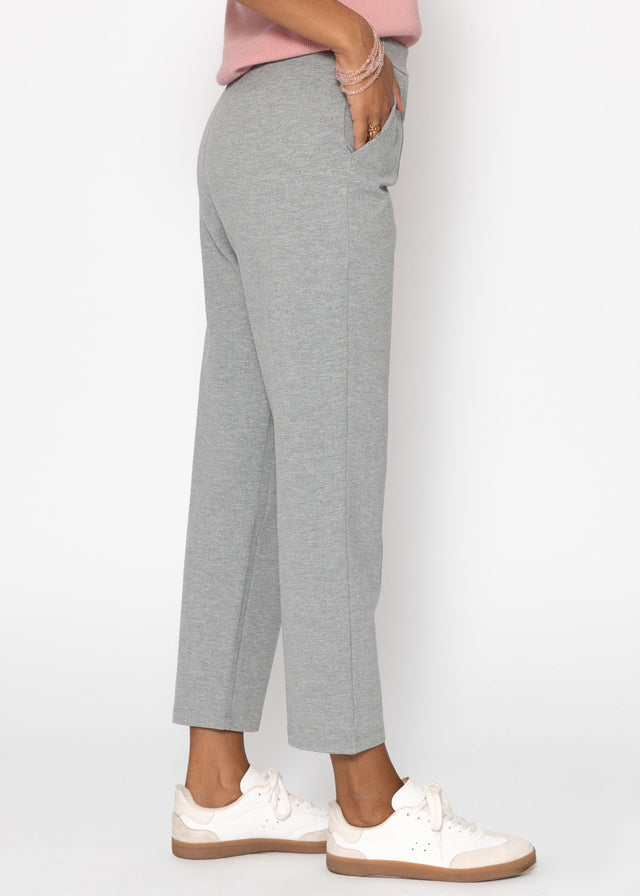 Jersey Chinos mit Ziernaht - hellgrau