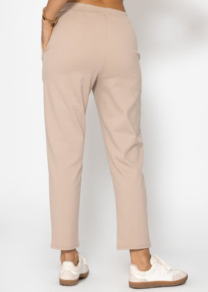 Jersey chinos with decorative seam - beige