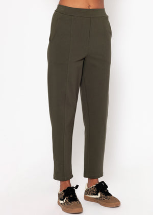 Jersey chinos with decorative seam - khaki