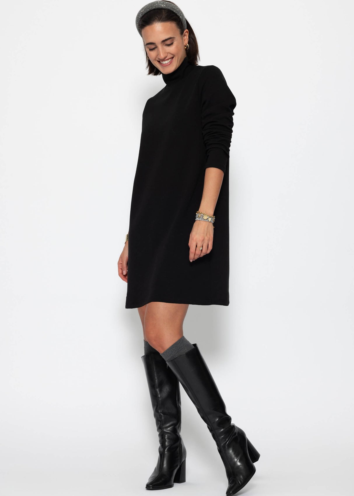 Short jersey dress - black