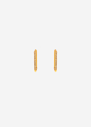 Klassische Squared Creolen mit funkelnden Steinchen - gold