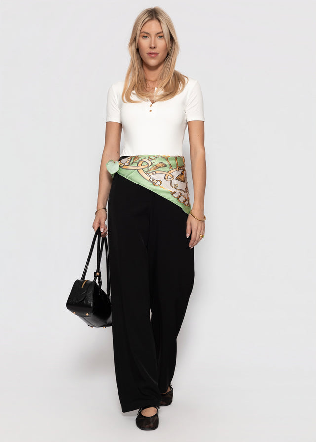 Short-sleeved bodysuit with button placket - off-white