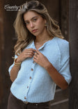 Kurzarm Cardigan mit Außennähten - hellblau