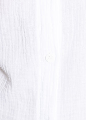 Kurzarm Musselin Bluse mit Volants - weiß