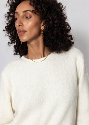 Short-sleeved jumper with textured pattern - off-white
