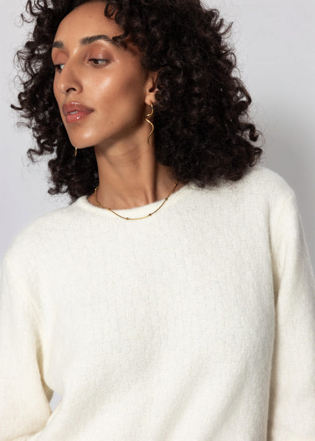 Short-sleeved jumper with textured pattern - off-white by SASSYCLASSY