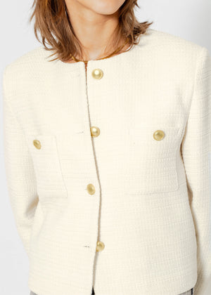 Kurze Jacke mit goldfarbenen Knöpfen - offwhite