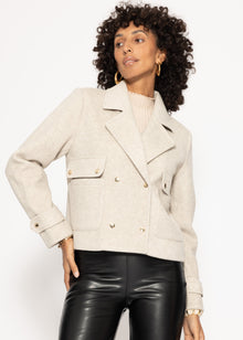 Kurze Jacke mit Reverskragen - beige