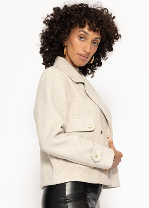 Short jacket with lapel collar - grey