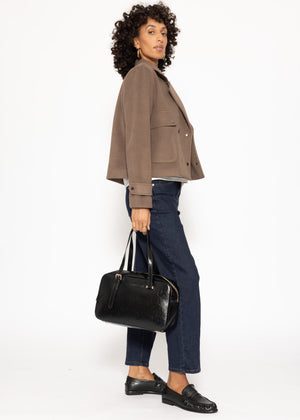 Short jacket with lapel collar - taupe