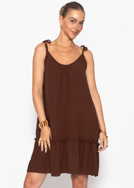 Kurzes Musselin Strandkleid - braun by SASSYCLASSY