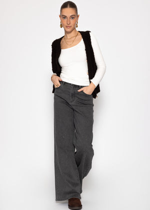 Langarmshirt mit Ausschnitt - offwhite