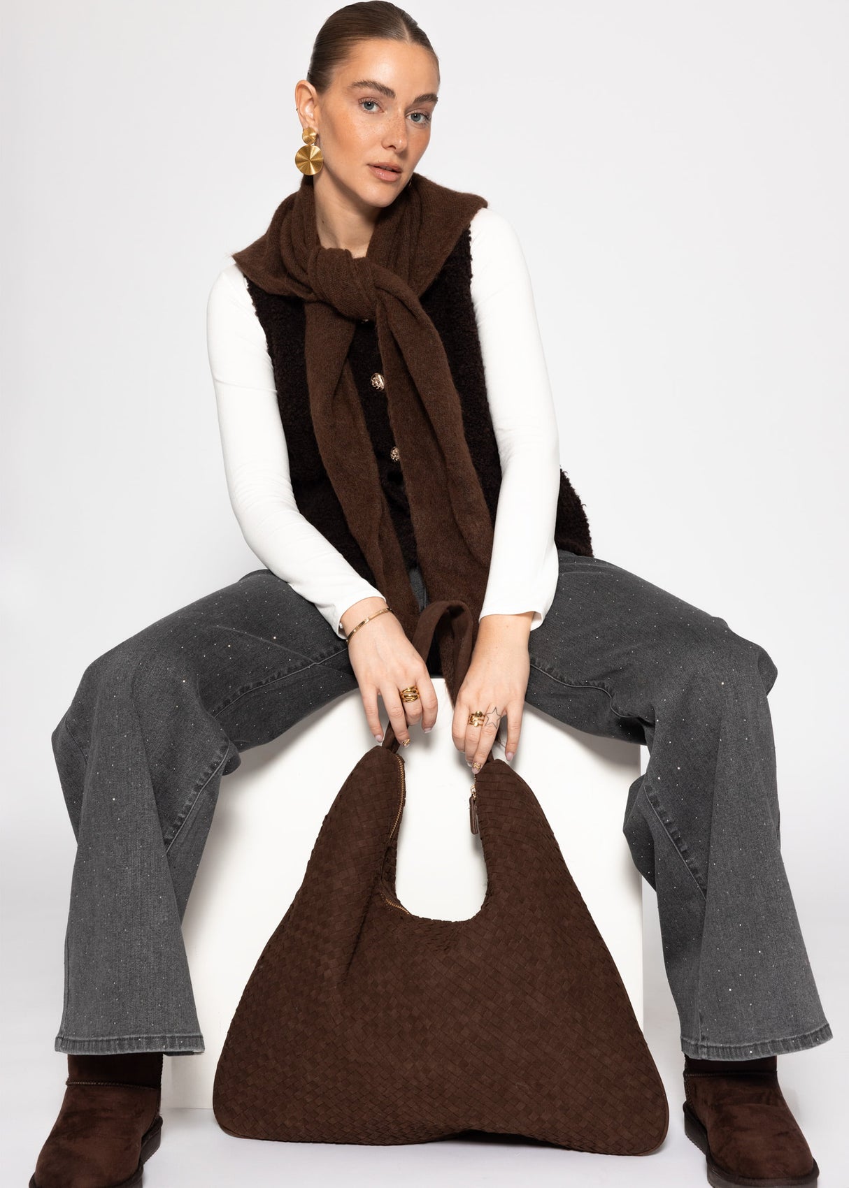 Langarmshirt mit Ausschnitt - offwhite