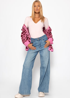 Long arm body with a V -neck - pink