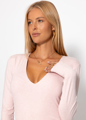 Long arm body with a V -neck - pink