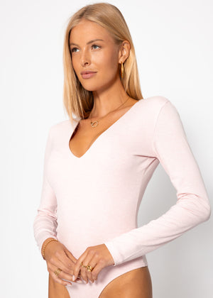 Long arm body with a V -neck - pink