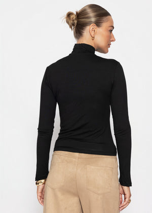 Langarm Shirt mit Rollkragen - schwarz