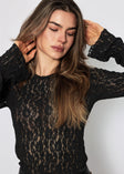 Langarm Spitzenshirt mit Volantärmeln - schwarz