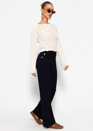 Langarm Spitzenshirt mit weiten Ärmeln - offwhite