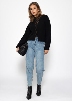 Langarm Spitzenshirt - schwarz