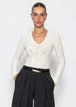 Langarmbody mit Strukturmuster - offwhite