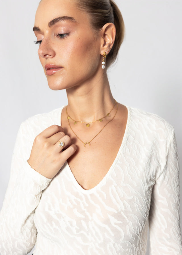 Langarmbody mit Strukturmuster - offwhite