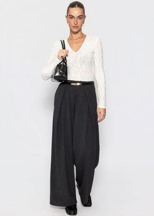 Langarmbody mit Strukturmuster - offwhite