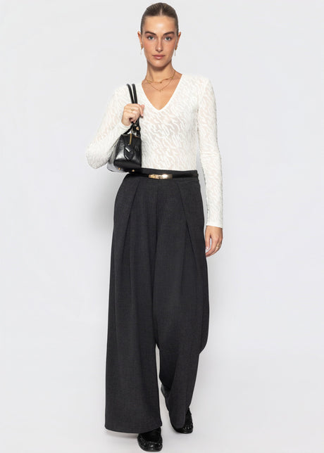 Langarmbody mit Strukturmuster - offwhite