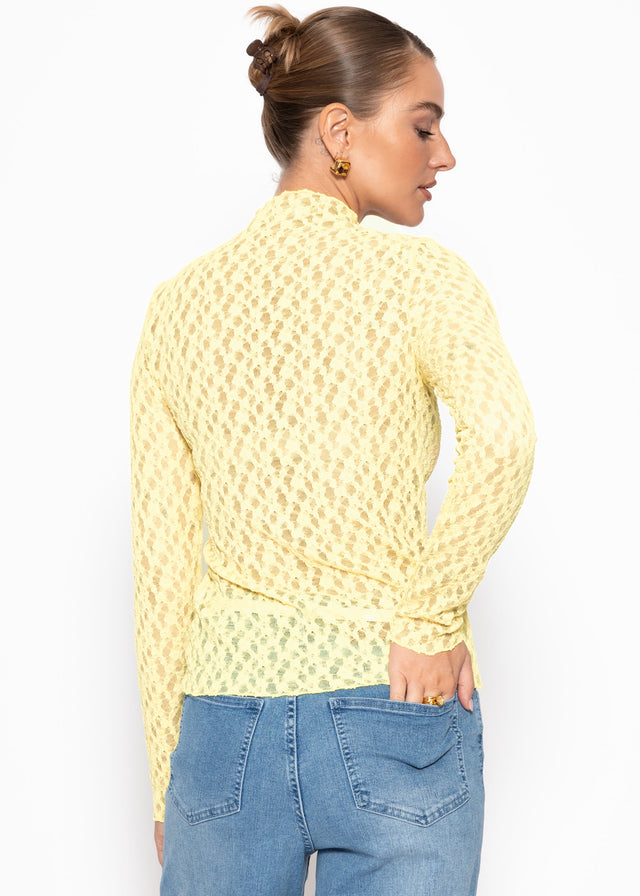 Langarmshirt aus Spitze - gelb