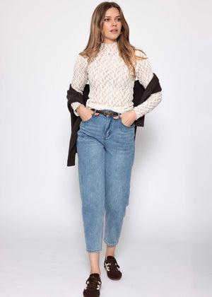 Langarmshirt aus Spitze - offwhite