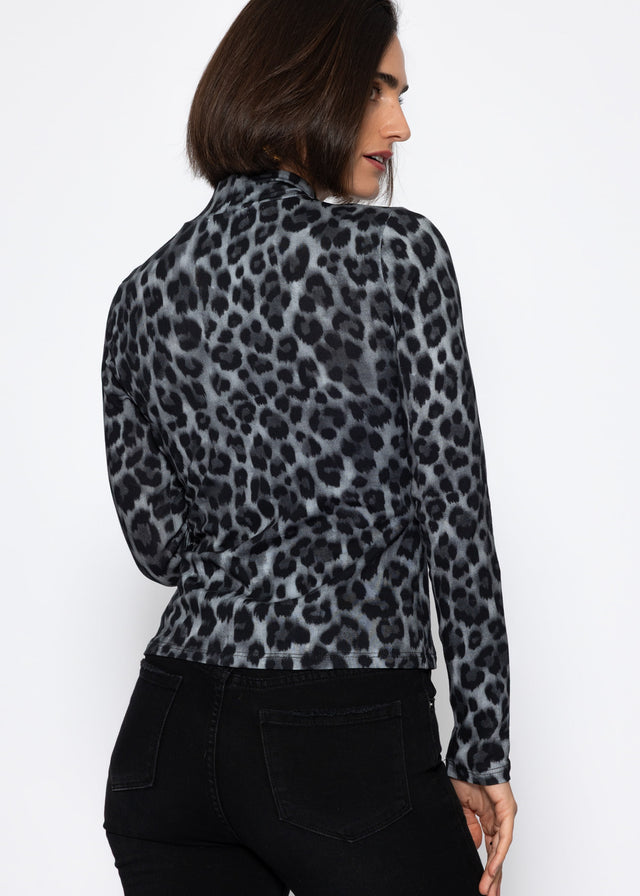 Long-sleeved top in leopard print - grey