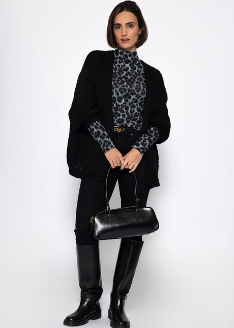Langarmshirt im Leo-Print - grau