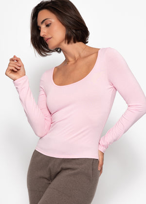 Langarmshirt mit Ausschnitt - rosa