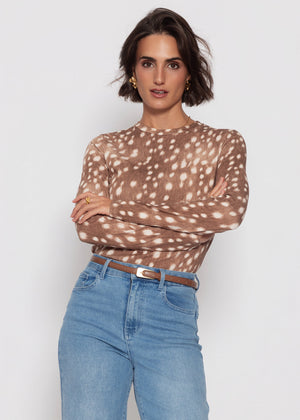 Langarmshirt mit Bambi-Print - dunkelbraun