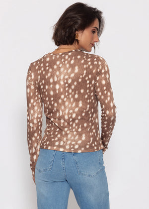 Langarmshirt mit Bambi-Print - dunkelbraun