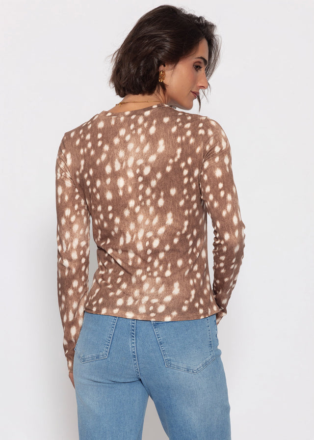 Langarmshirt mit Bambi-Print - dunkelbraun