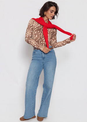 Langarmshirt mit Bambi-Print - dunkelbraun