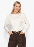 Langarmshirt mit Fledermausärmeln - beige