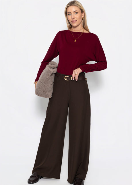 Langarmshirt mit Fledermausärmeln - burgundy